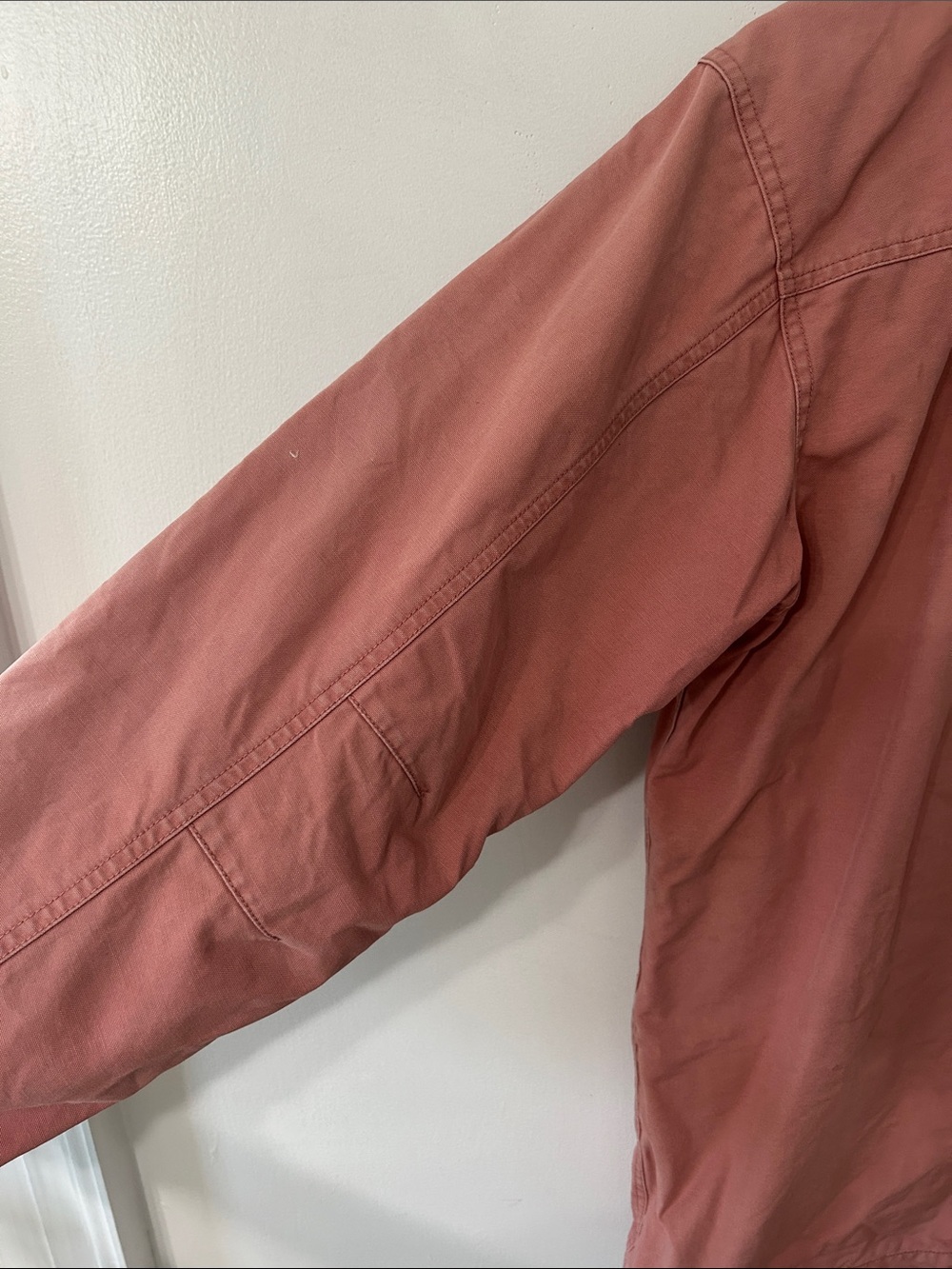 LLBean Chore Jacket Pink Canvas Barn Utility Brown Corduroy Collar Womens Medium - Picture 8 of 16